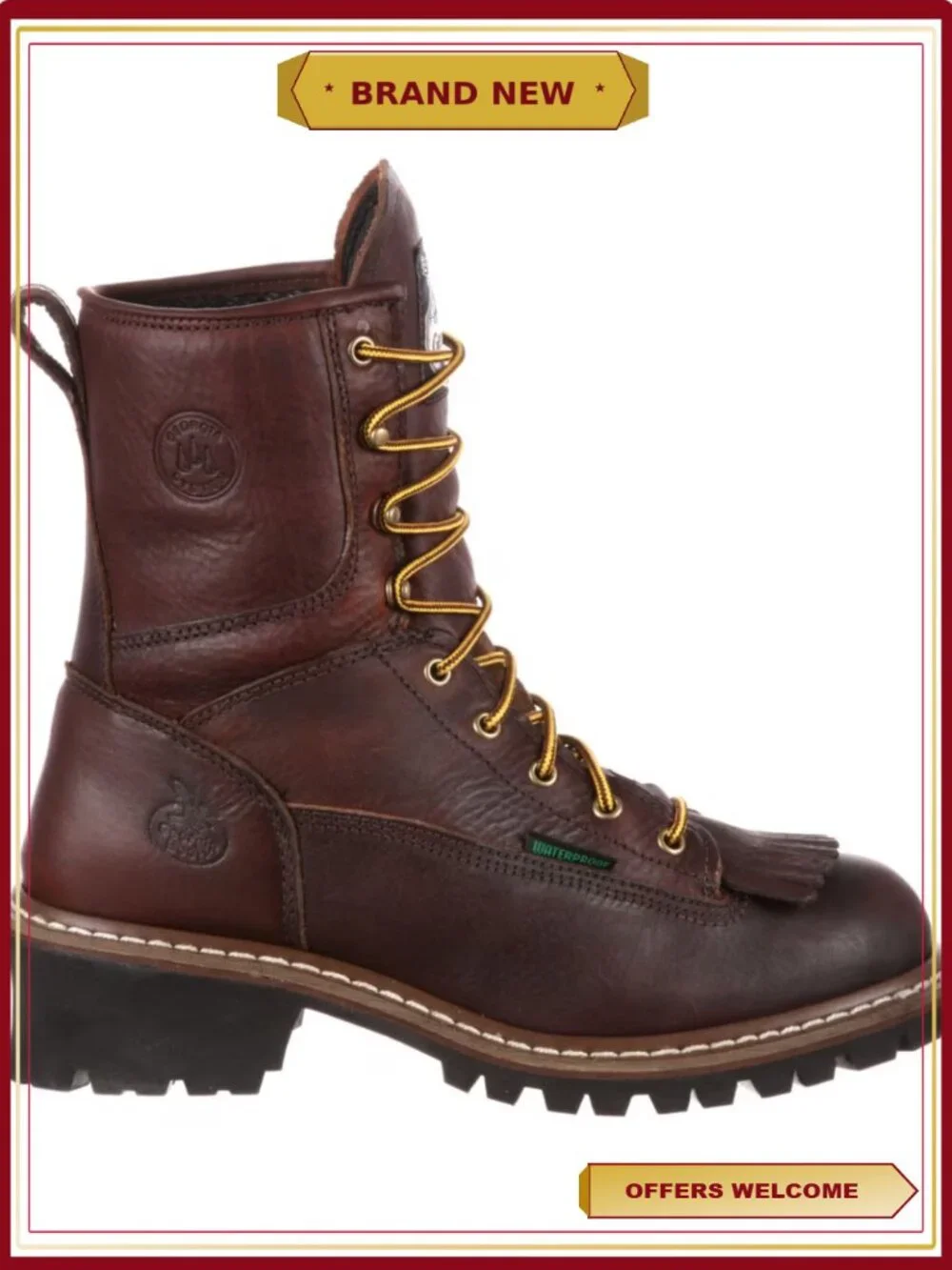 Steel Toe Waterproof Logger Boots - Full Grain Leather 8
